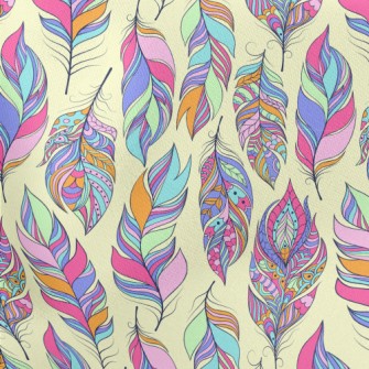 Beautiful Pattern Feathers Lightweight Cotton Poplin