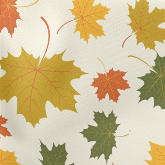Falling Maple Leaves In Autumn Lightweight Cotton Poplin