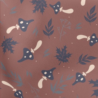 Mushrooms And Fallen Leaves Lightweight Cotton Poplin
