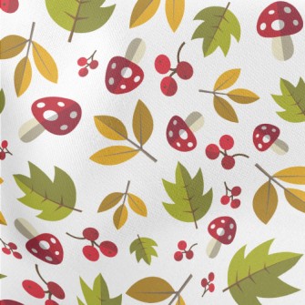 Poisonous Mushrooms And Leaves Lightweight Cotton Poplin