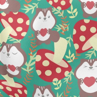 Squirrels Love Mushrooms Lightweight Cotton Poplin