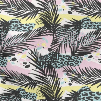 Leopard Print Art Leaves Lightweight Cotton Poplin