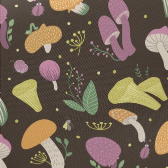 Butterfly Bug Mushroom Midweight Cotton Poplin