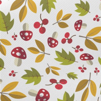 Poisonous Mushrooms And Leaves Midweight Cotton Poplin
