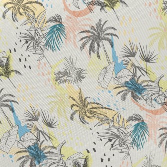 Hand Drawn Palm Trees Midweight Cotton Poplin