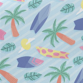 Coconut Tree And Surfboard Midweight Cotton Poplin