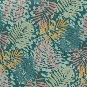 Leopard Print Tropical Plants Midweight Cotton Poplin