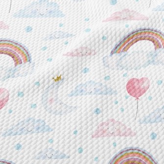 Watercolor Rainbow Balloons Birdseye Piqué