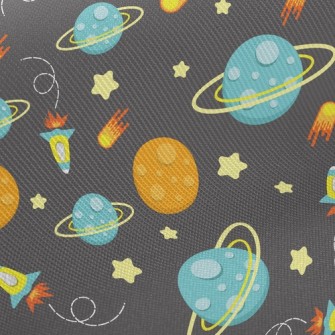 Spaceship And Planet Twill