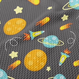 Spaceship And Planet Birdseye Piqué