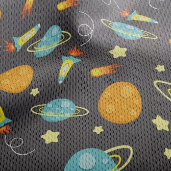 Spaceship And Planet Athletic Mesh Flat Back