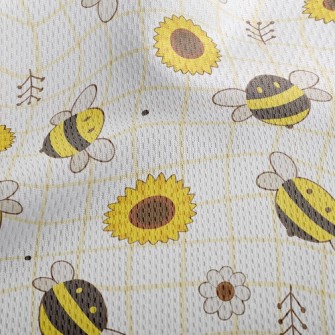 Bee And Sunflower Athletic Mesh Flat Back