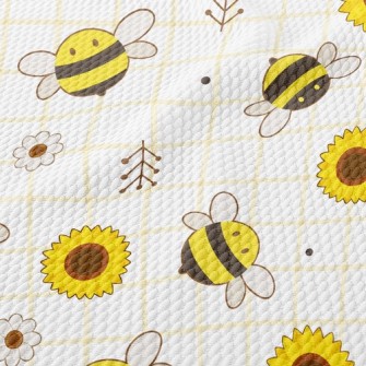 Bee And Sunflower Birdseye Piqué