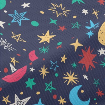 Doodle Stars Moon Piqué