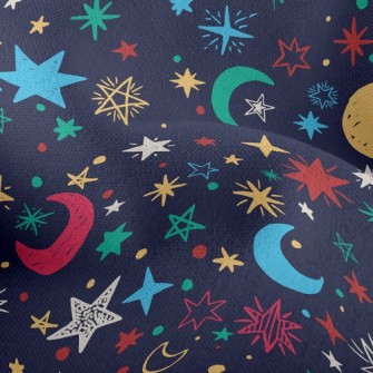 Doodle Stars Moon Lightweight Performance Linen