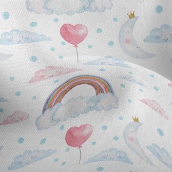 Watercolor Rainbow Balloons Lightweight Performance Linen