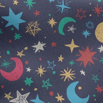 Doodle Stars Moon Jersey Backed Fleece
