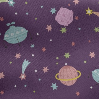Outer Space Flying Saucer Jersey Backed Fleece