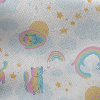 Rainbow Cat Jersey Backed Fleece