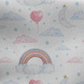 Watercolor Rainbow Balloons Jersey Backed Fleece