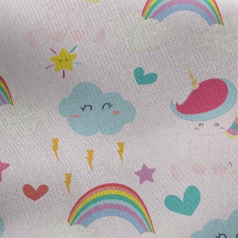 Pink Unicorn Jersey Backed Fleece
