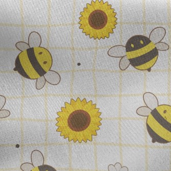 Bee And Sunflower Jersey Backed Fleece