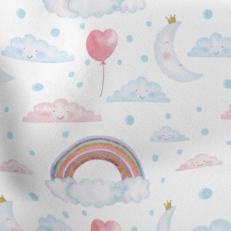 Watercolor Rainbow Balloons Lightweight Cotton Poplin