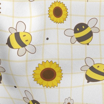 Bee And Sunflower Lightweight Cotton Poplin