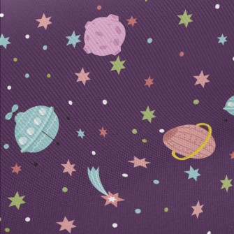 Outer Space Flying Saucer Midweight Cotton Poplin