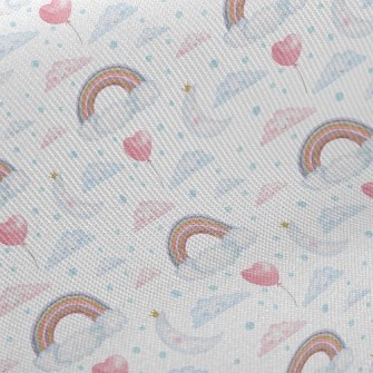 Watercolor Rainbow Balloons Midweight Cotton Poplin