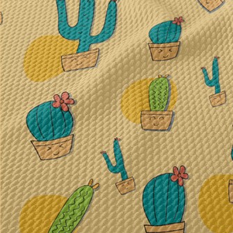 Shy Cactus Potted Plant Birdseye Piqué