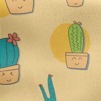 Shy Cactus Potted Plant Jersey Backed Fleece