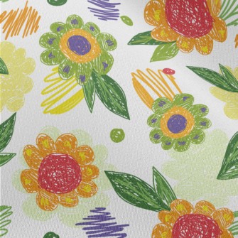 Color Pen Doodle Flowers Chiffon