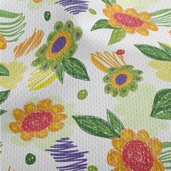 Color Pen Doodle Flowers Athletic Mesh Flat Back