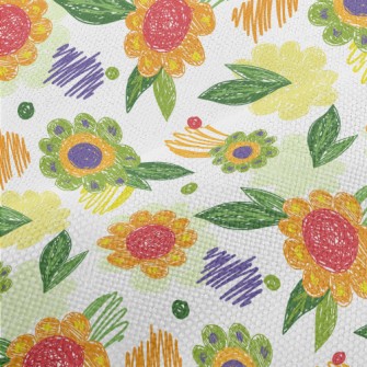 Color Pen Doodle Flowers Performance Linen