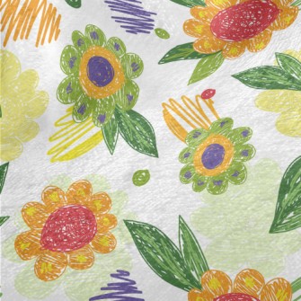 Color Pen Doodle Flowers Minky