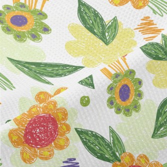 Color Pen Doodle Flowers Piqué