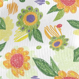 Color Pen Doodle Flowers Stretch Jersey