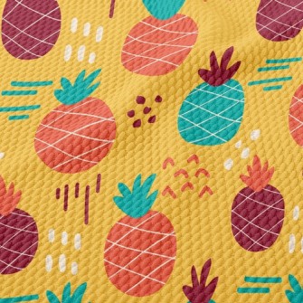 Cartoon Cute Pineapple Birdseye Piqué