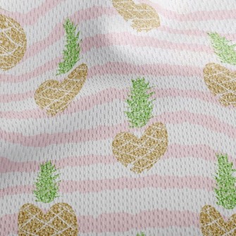 Striped Heart Pineapple Athletic Mesh Flat Back