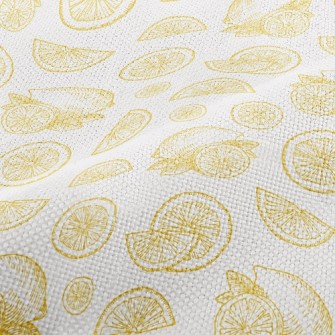 Hand Drawn Sliced Lemon Performance Linen