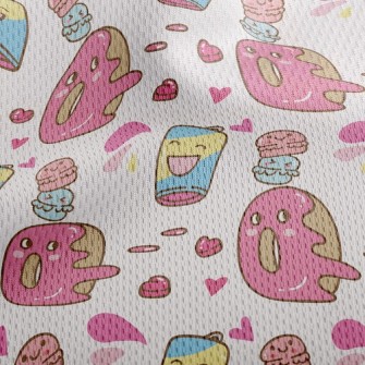 Funny Donut Macarons Athletic Mesh Flat Back