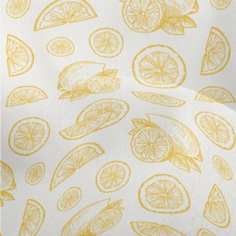 Hand Drawn Sliced Lemon Lightweight Performance Linen