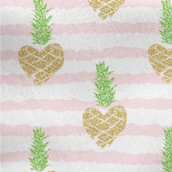 Striped Heart Pineapple Jersey Backed Fleece