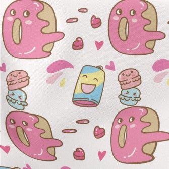 Funny Donut Macarons Lightweight Cotton Poplin