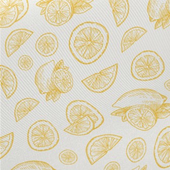 Hand Drawn Sliced Lemon Midweight Cotton Poplin
