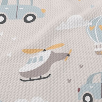 Helicopter Hot Air Balloon Car Birdseye Piqué