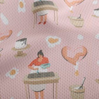 Woman Making Dessert With Hear Athletic Mesh Flat Back