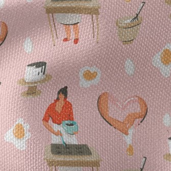 Woman Making Dessert With Hear Waterproof Canvas
