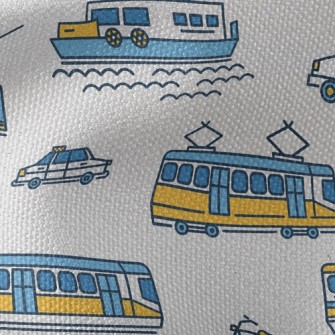Simple Line Boat Tram Airplane Waterproof Canvas